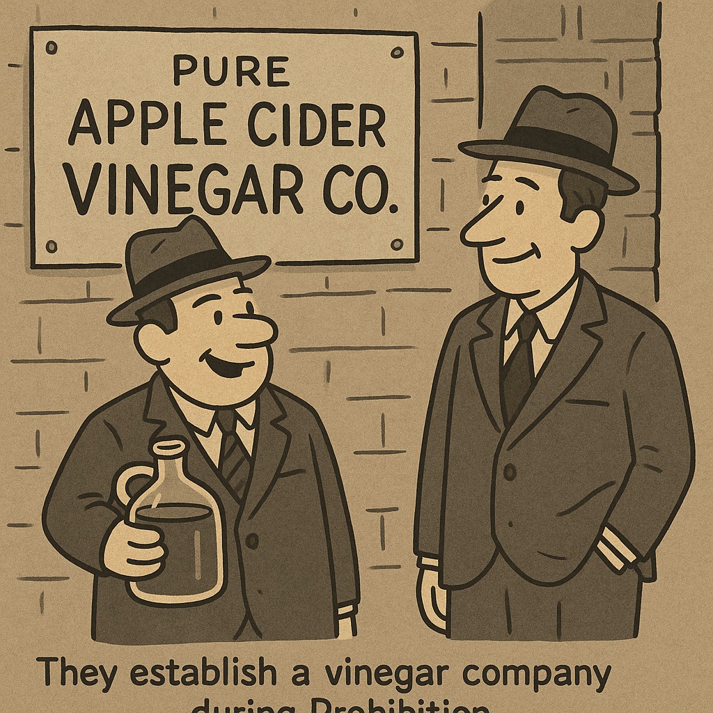 Prohibition-era bootleggers using vinegar production as a cover for illegal alcohol sales in the United States