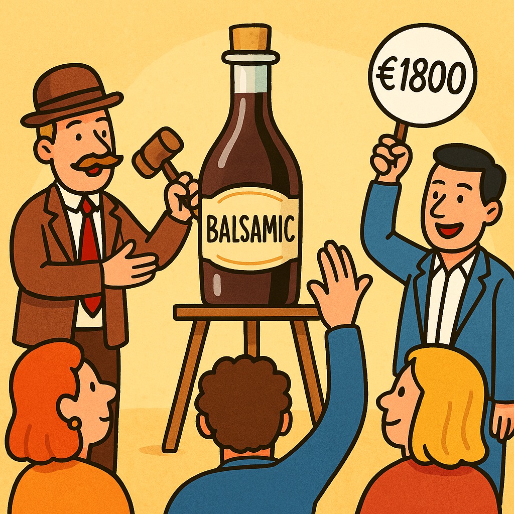 Expensive traditional balsamic vinegar sold at auction in Modena for luxury-level prices