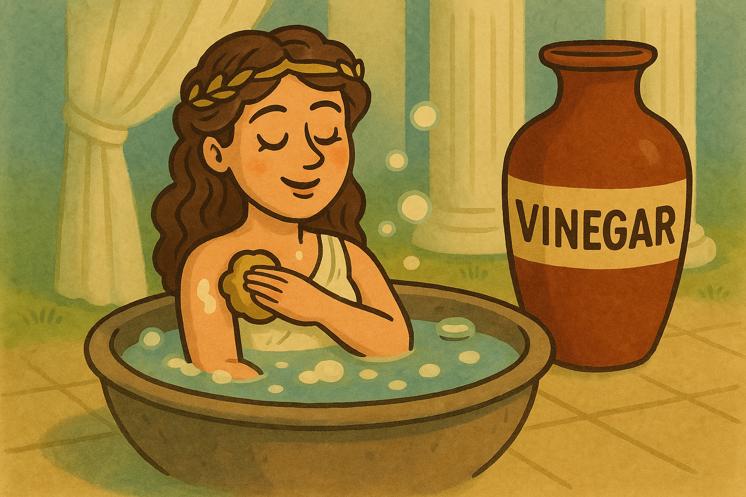 Helen of Troy bathing in vinegar as an ancient beauty treatment for skin care