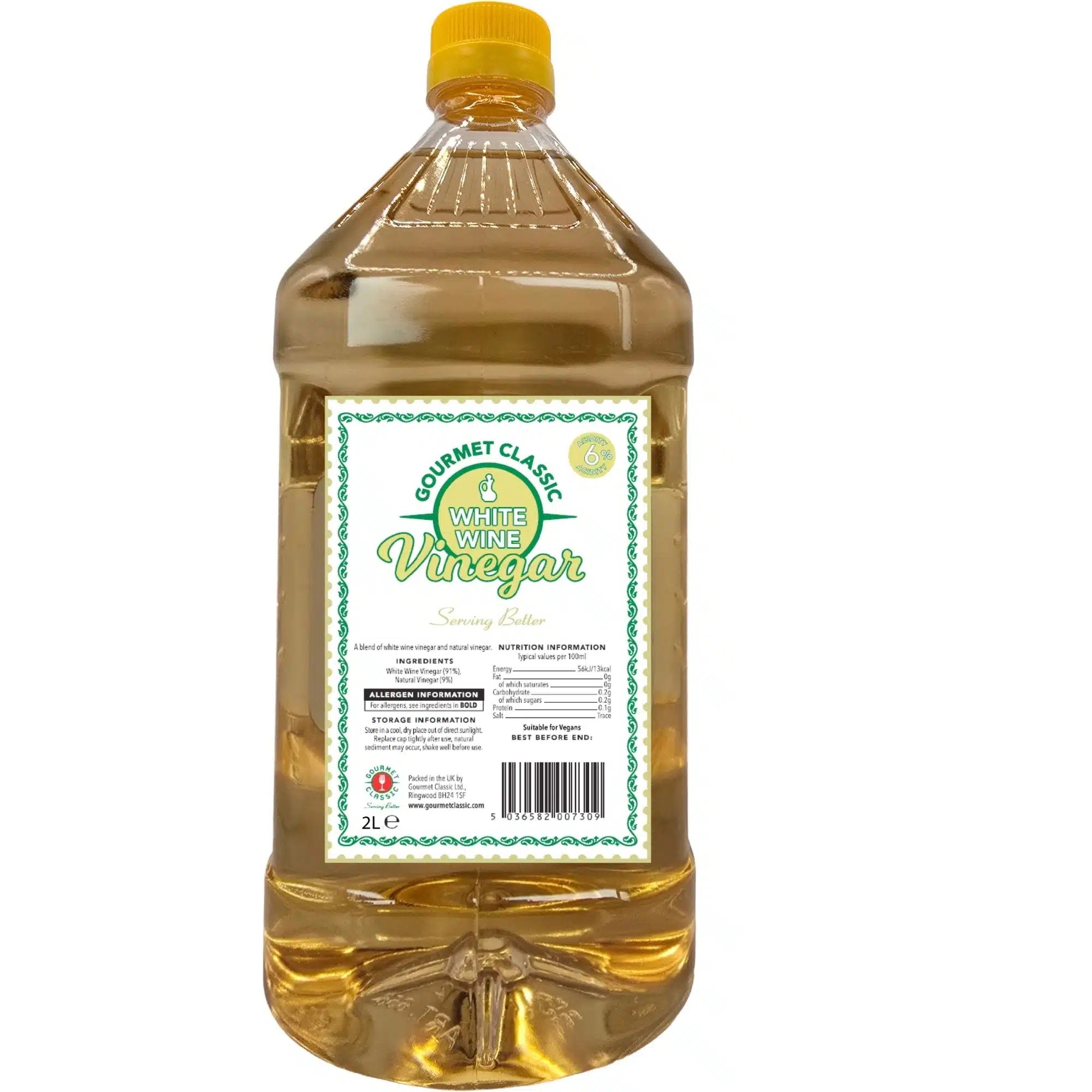 Gourmet Classic White Wine Vinegar 2 litre bottle for sauces, dressings and cooking.